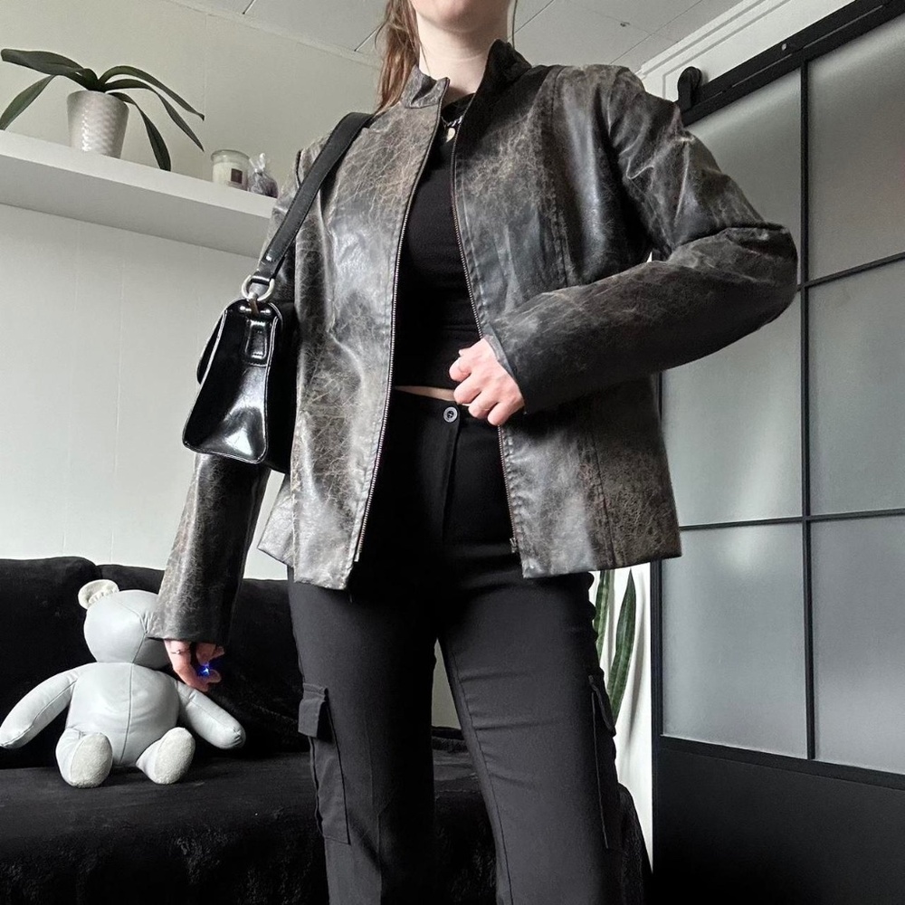 Vintage 90s "Crackled" Faux Leather Jacket